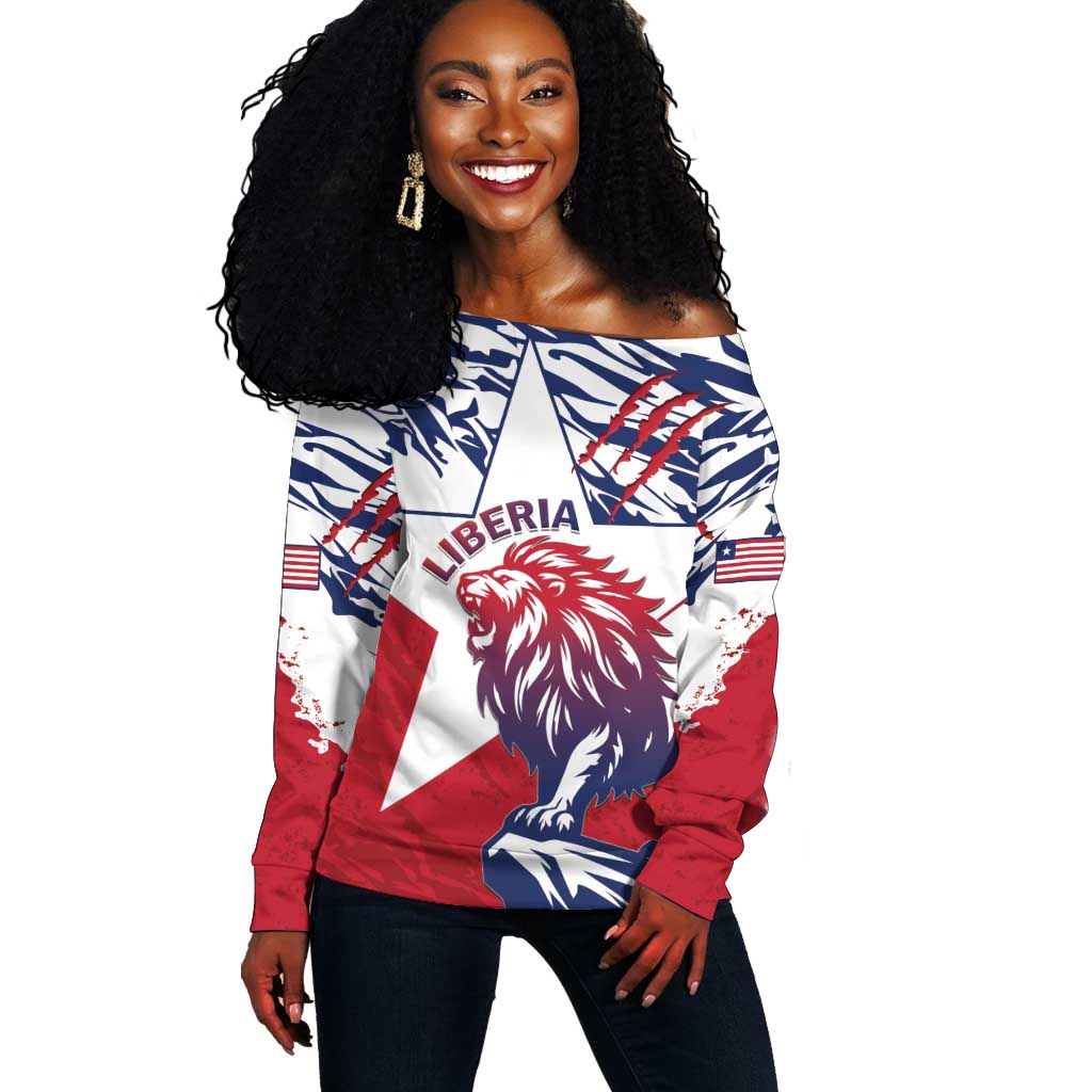 Personalised Afro Liberia Off Shoulder Sweater African King Lion - Grunge Style