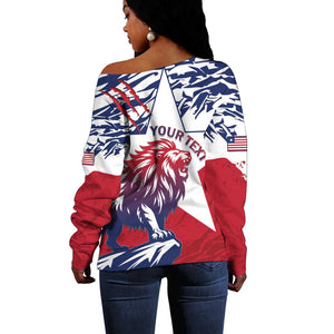 Personalised Afro Liberia Off Shoulder Sweater African King Lion - Grunge Style