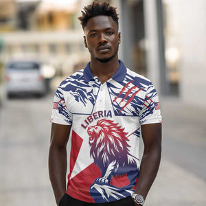 Personalised Afro Liberia Polo Shirt African King Lion - Grunge Style