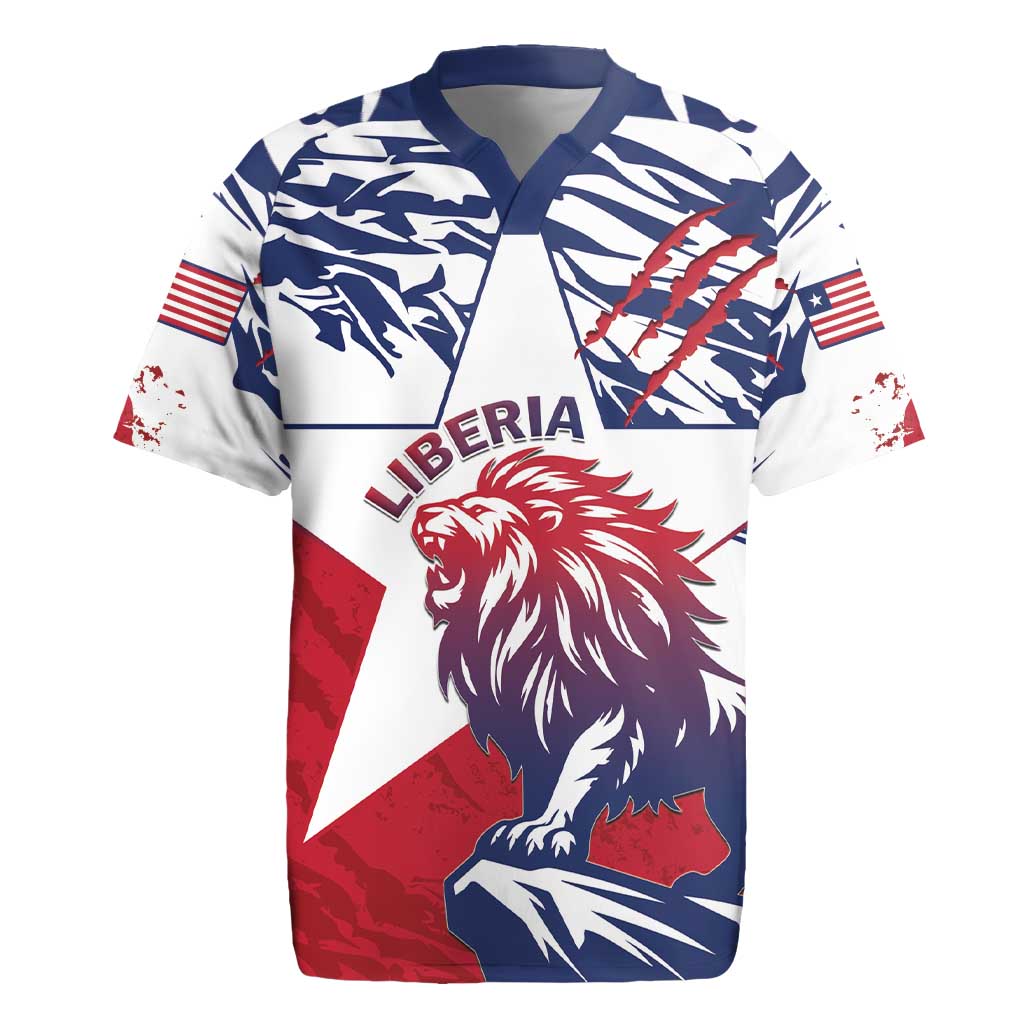 Personalised Afro Liberia Rugby Jersey African King Lion - Grunge Style