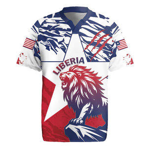 Personalised Afro Liberia Rugby Jersey African King Lion - Grunge Style