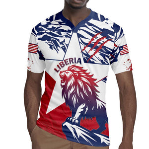 Personalised Afro Liberia Rugby Jersey African King Lion - Grunge Style