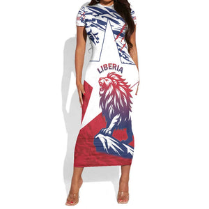 Personalised Afro Liberia Short Sleeve Bodycon Dress African King Lion - Grunge Style