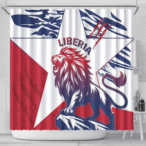 Personalised Afro Liberia Shower Curtain African King Lion - Grunge Style