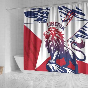 Personalised Afro Liberia Shower Curtain African King Lion - Grunge Style