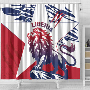 Personalised Afro Liberia Shower Curtain African King Lion - Grunge Style