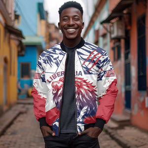 Personalised Afro Liberia Sleeve Zip Bomber Jacket African King Lion - Grunge Style