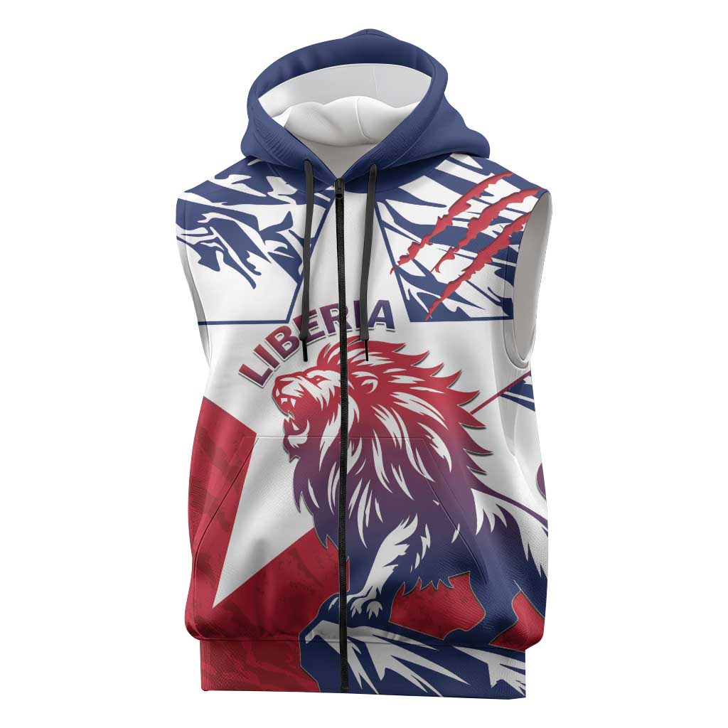 Personalised Afro Liberia Sleeveless Zip Hoodie African King Lion - Grunge Style - African Pride