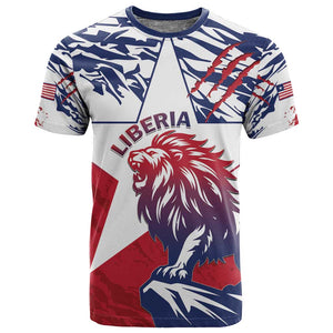 Personalised Afro Liberia T shirt African King Lion - Grunge Style