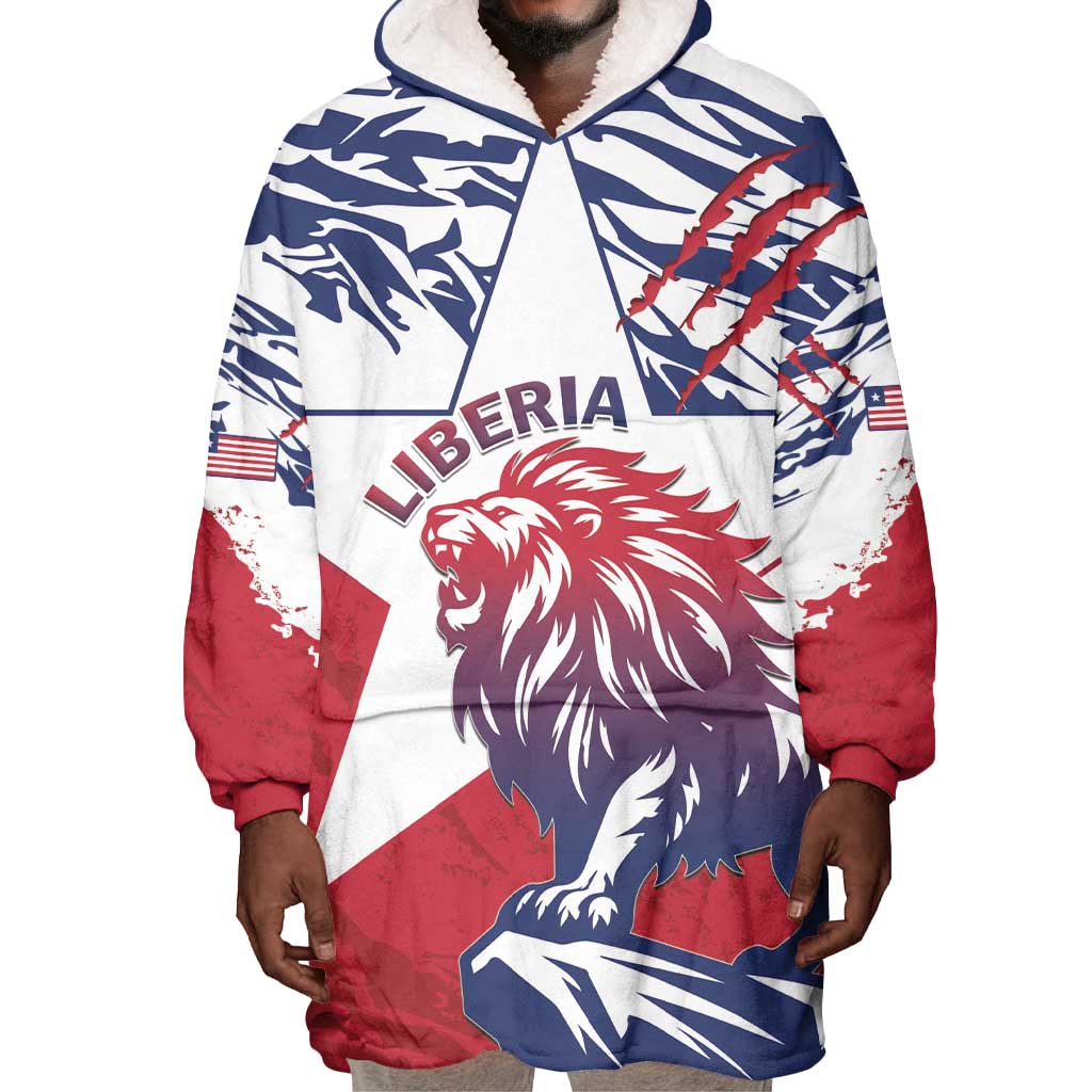 Personalised Afro Liberia Wearable Blanket Hoodie African King Lion - Grunge Style