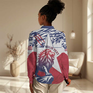 Personalised Afro Liberia Women Casual Shirt African King Lion - Grunge Style