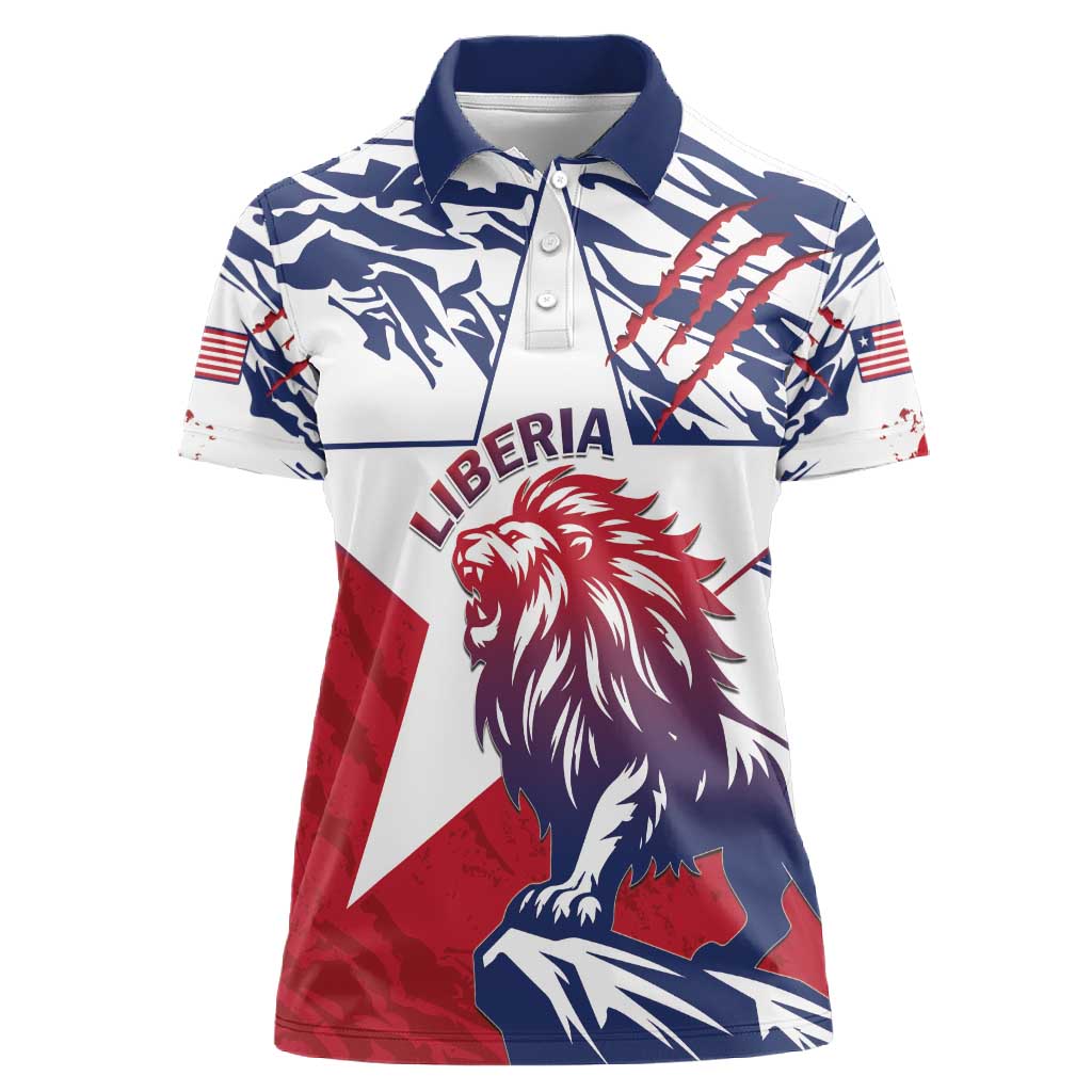 Personalised Afro Liberia Women Polo Shirt African King Lion - Grunge Style