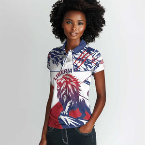 Personalised Afro Liberia Women Polo Shirt African King Lion - Grunge Style