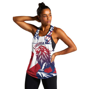 Personalised Afro Liberia Women Racerback Tank African King Lion - Grunge Style