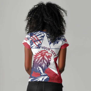 Personalised Afro Liberia Women V-Neck T-Shirt African King Lion - Grunge Style