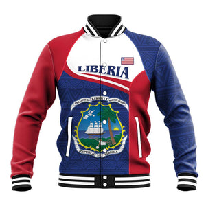 Personalised Liberia African Baseball Jacket Coat Of Arms Flag LT15