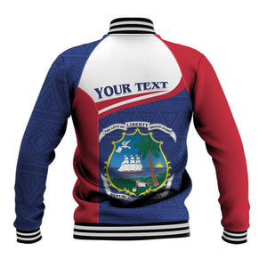 Personalised Liberia African Baseball Jacket Coat Of Arms Flag LT15