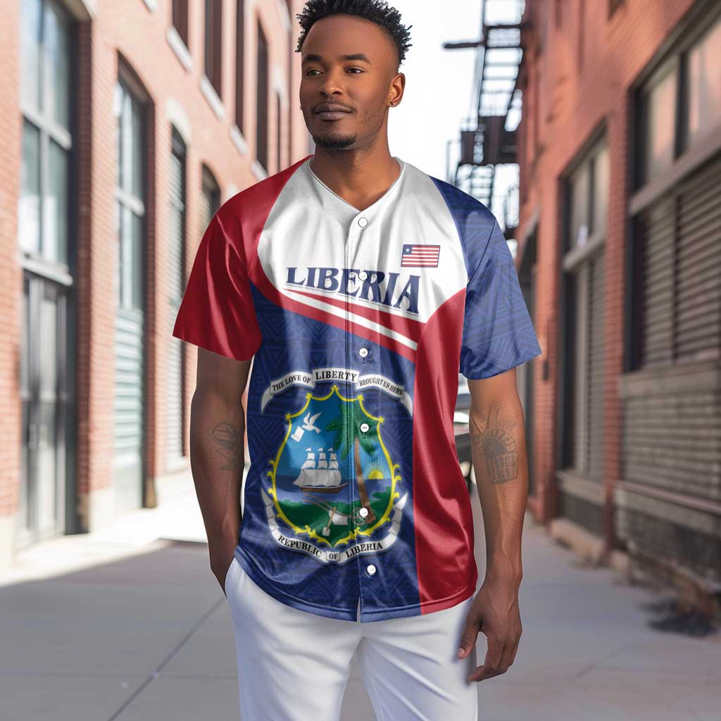 Personalised Liberia African Baseball Jersey Coat Of Arms Flag