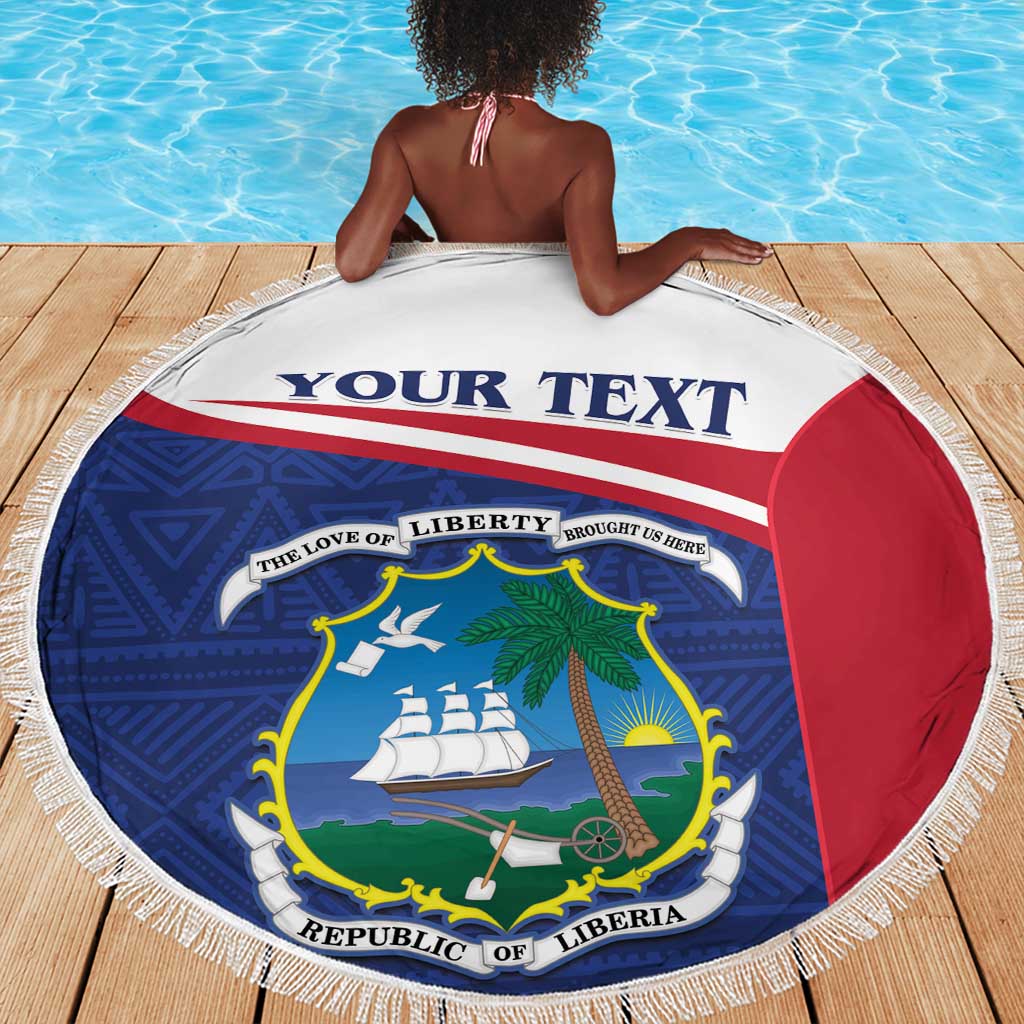 Personalised Liberia African Beach Blanket Coat Of Arms Flag