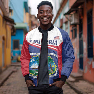 Personalised Liberia African Bomber Jacket Coat Of Arms Flag