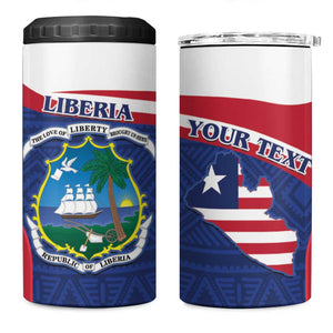 Personalised Liberia African 4 in 1 Can Cooler Tumbler Coat Of Arms Flag