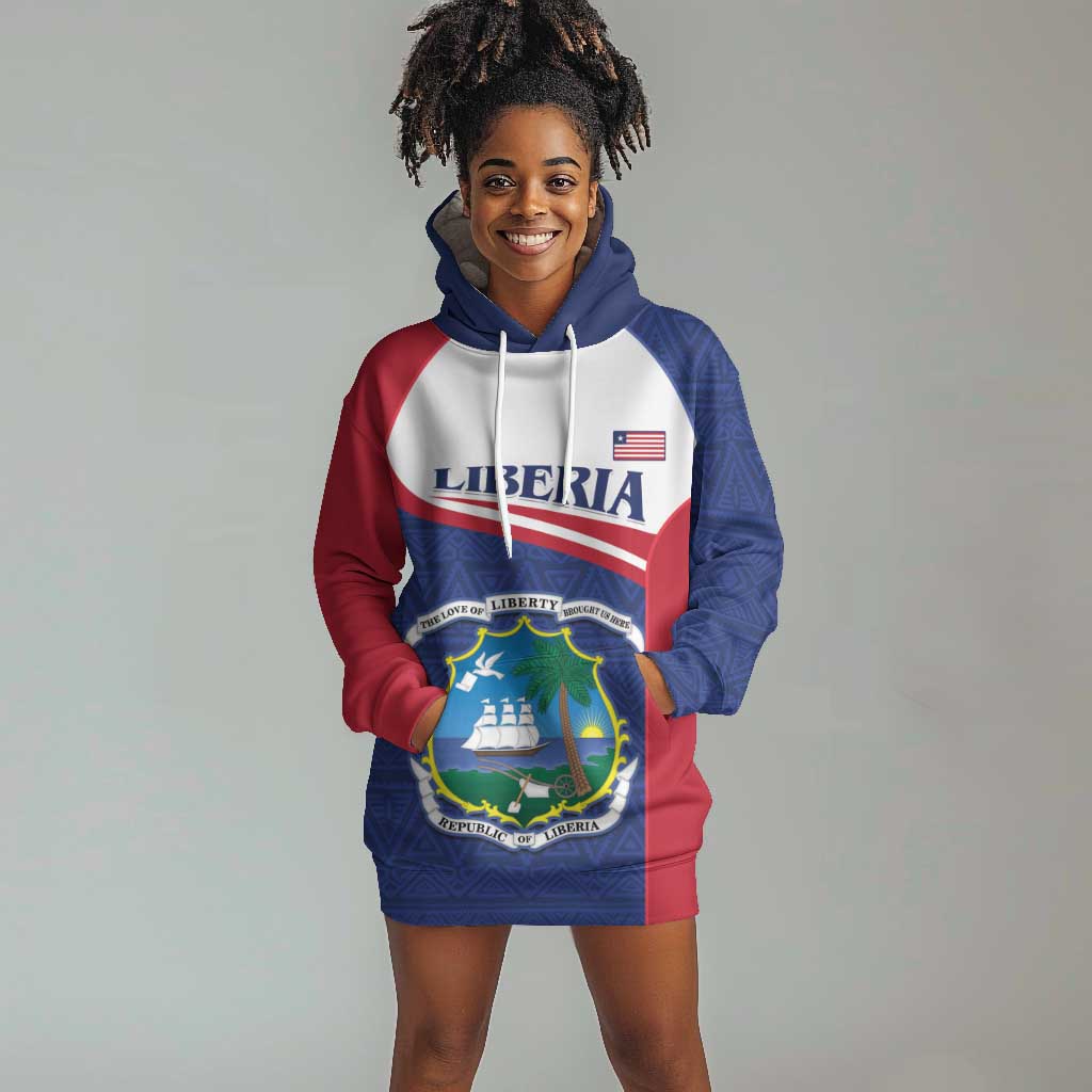 Personalised Liberia African Hoodie Dress Coat Of Arms Flag