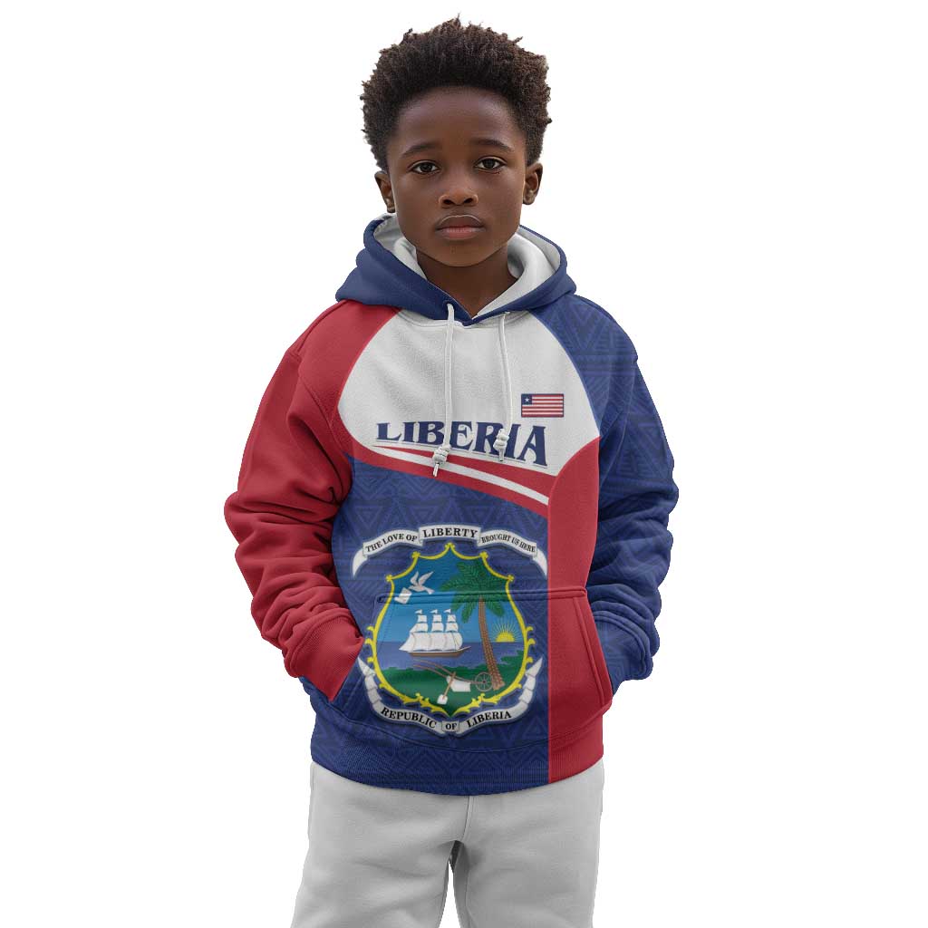 Personalised Liberia African Kid Hoodie Coat Of Arms Flag