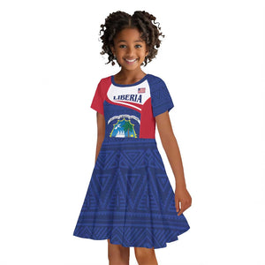 Personalised Liberia African Kid Short Sleeve Dress Coat Of Arms Flag