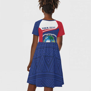 Personalised Liberia African Kid Short Sleeve Dress Coat Of Arms Flag