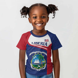 Personalised Liberia African Kid T shirt Coat Of Arms Flag