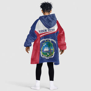 Personalised Liberia African Kid Wearable Blanket Hoodie Coat Of Arms Flag