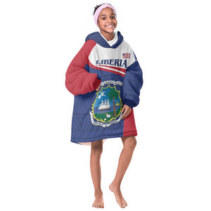 Personalised Liberia African Kid Wearable Blanket Hoodie Coat Of Arms Flag