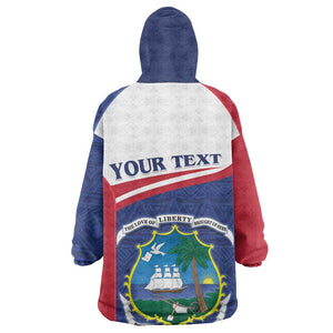 Personalised Liberia African Kid Wearable Blanket Hoodie Coat Of Arms Flag