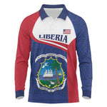 Personalised Liberia African Long Sleeve Polo Shirt Coat Of Arms Flag