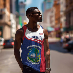 Personalised Liberia African Men Tank Top Coat Of Arms Flag