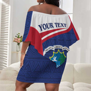 Personalised Liberia African Off Shoulder Short Dress Coat Of Arms Flag