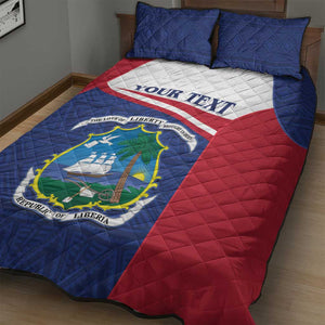 Personalised Liberia African Quilt Bed Set Coat Of Arms Flag