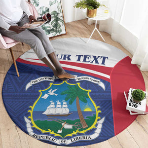 Personalised Liberia African Round Carpet Coat Of Arms Flag