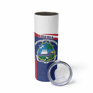 Personalised Liberia African Skinny Tumbler Coat Of Arms Flag