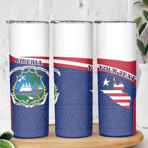 Personalised Liberia African Skinny Tumbler Coat Of Arms Flag