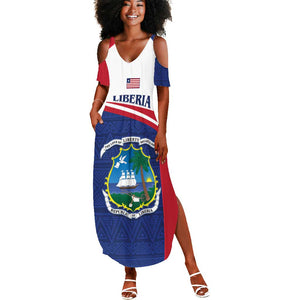 Personalised Liberia African Summer Maxi Dress Coat Of Arms Flag