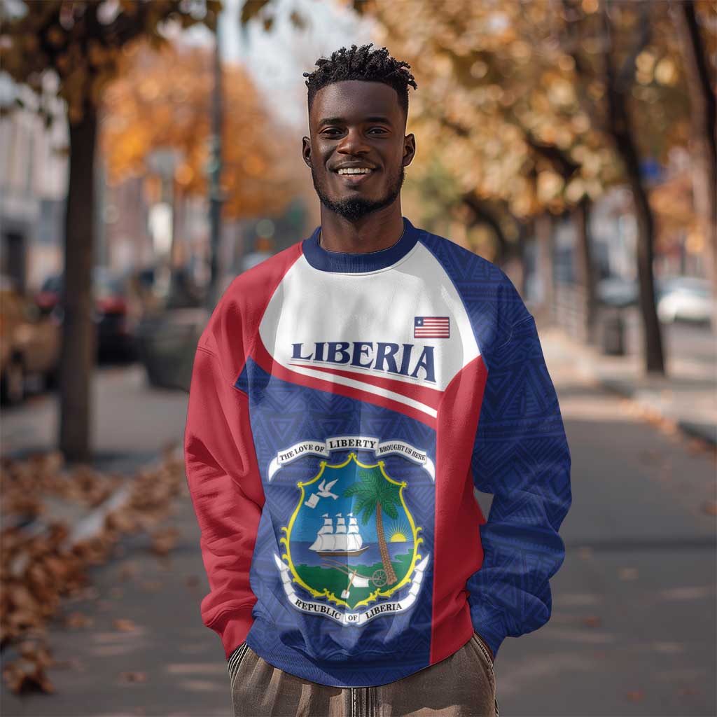 Personalised Liberia African Sweatshirt Coat Of Arms Flag