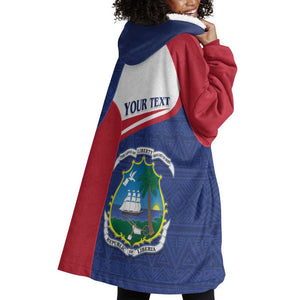 Personalised Liberia African Wearable Blanket Hoodie Coat Of Arms Flag