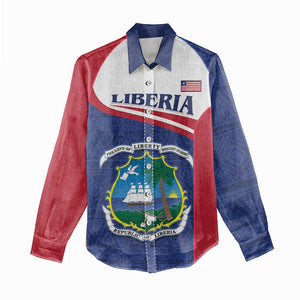 Personalised Liberia African Women Casual Shirt Coat Of Arms Flag