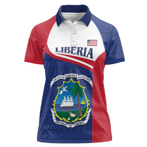 Personalised Liberia African Women Polo Shirt Coat Of Arms Flag