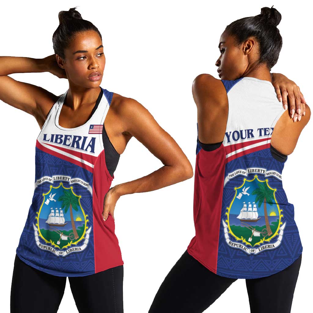 Personalised Liberia African Women Racerback Tank Coat Of Arms Flag