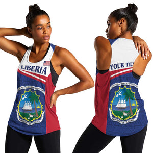 Personalised Liberia African Women Racerback Tank Coat Of Arms Flag