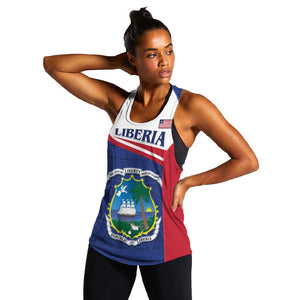 Personalised Liberia African Women Racerback Tank Coat Of Arms Flag