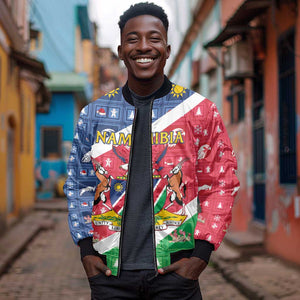 Afro Namibia Bomber Jacket Coat Of Arms Christmas Style