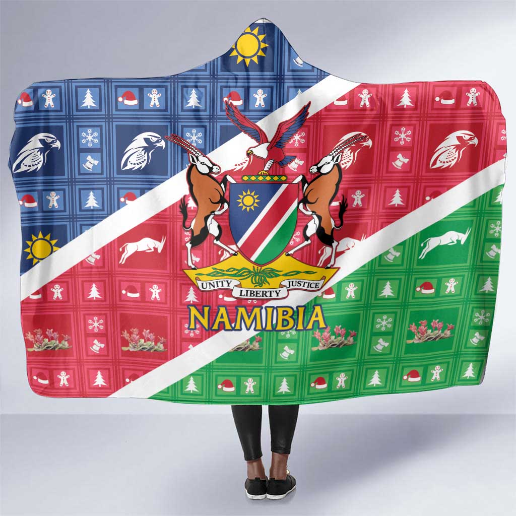 Afro Namibia Hooded Blanket Coat Of Arms Christmas Style